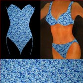 Nyomott mintás fürdőruha anyag - BLUE